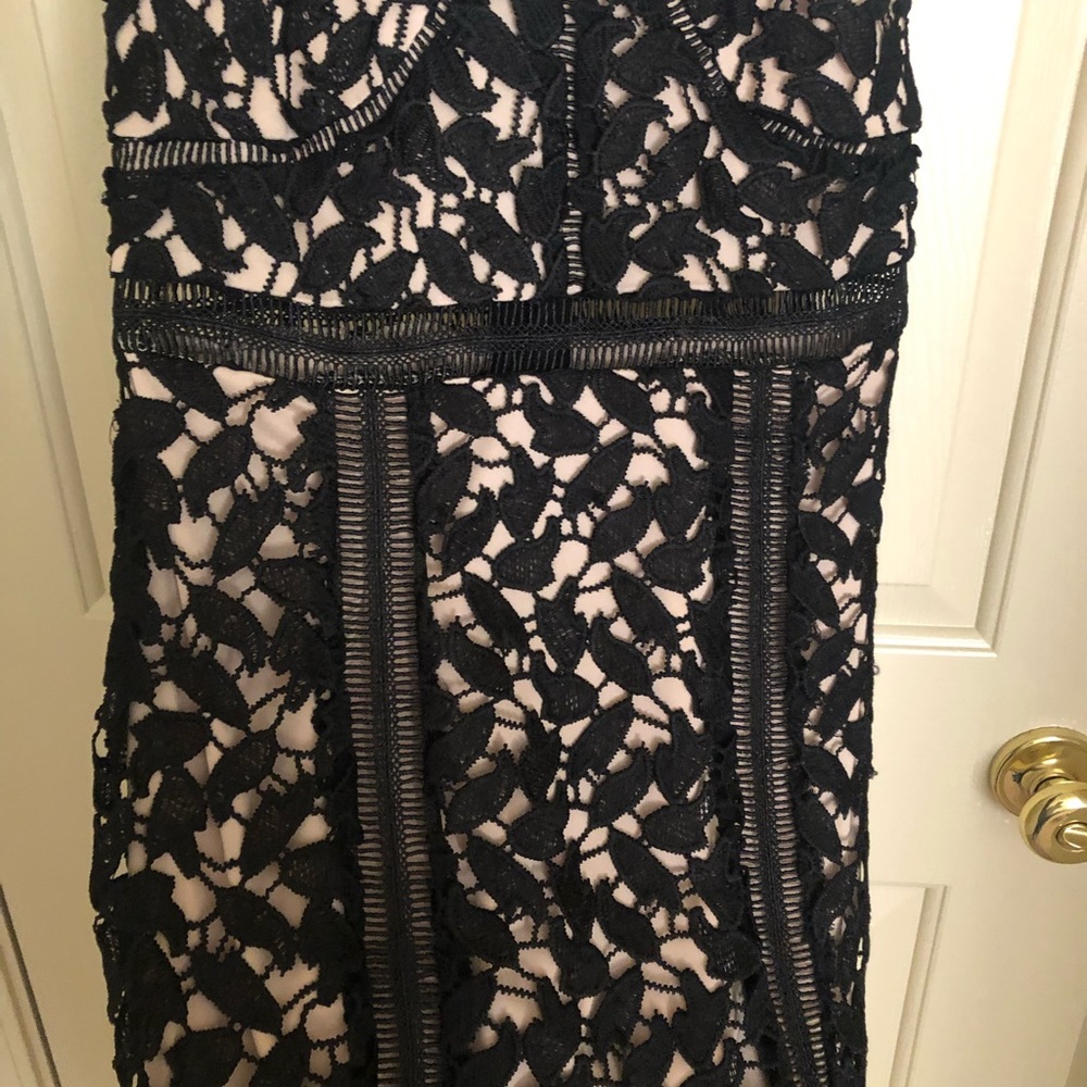 Black/nude midi dress